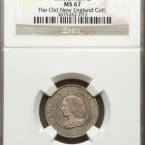 1860 Idler Copy of the Maryland Denarium, NGC MS67 White Metal