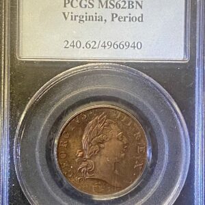 1773 PCGS MS62BN Virginia, Period 1/2P
