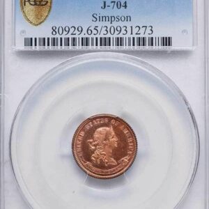 1869 J-704 PCGS PR65RD "Simpson"