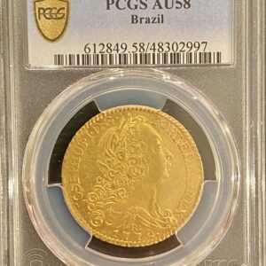 1772-R Brazil 6400 Réis Gold Coin – PCGS AU58